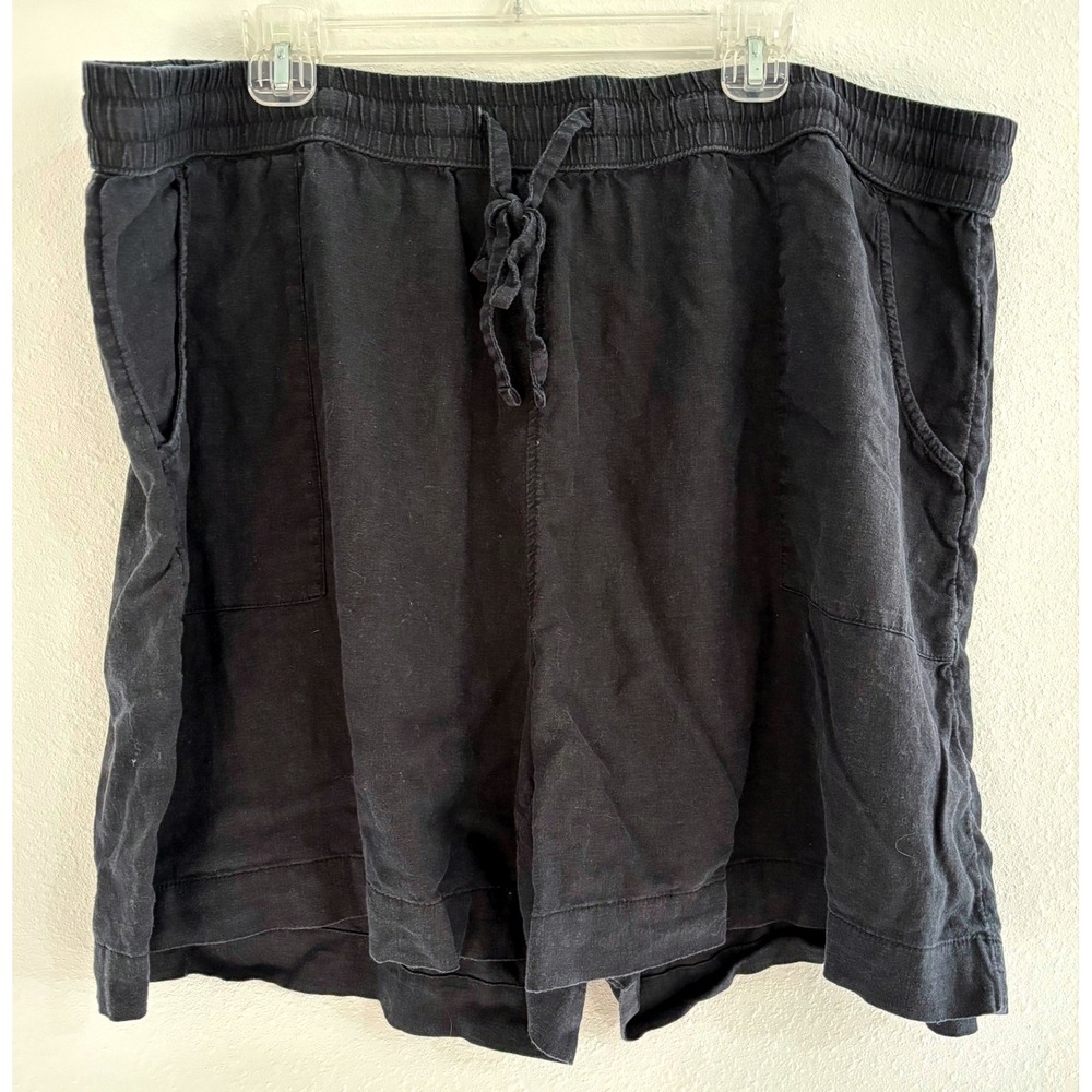 Cynthia Rowley Shorts Womens Size 3XL 5.5" Black Linen Blend Beach Coastal‎ Boho